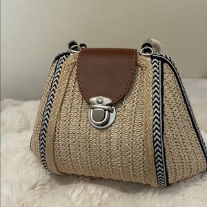 Elegant Tan and Brown Woven Mini Bag (handwoven)